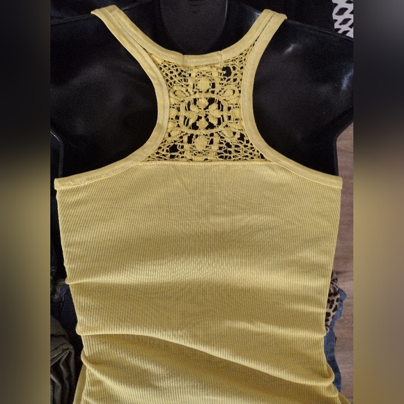 Yellow Lace Racerback Tank Ribbed - Picture 2 of 4